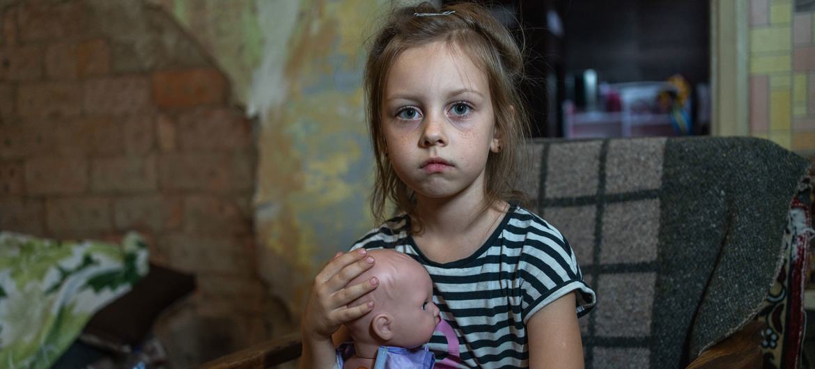 Seven-year-old Milana and her family fled Myrnohrad in Ukraine’s Donetsk region.