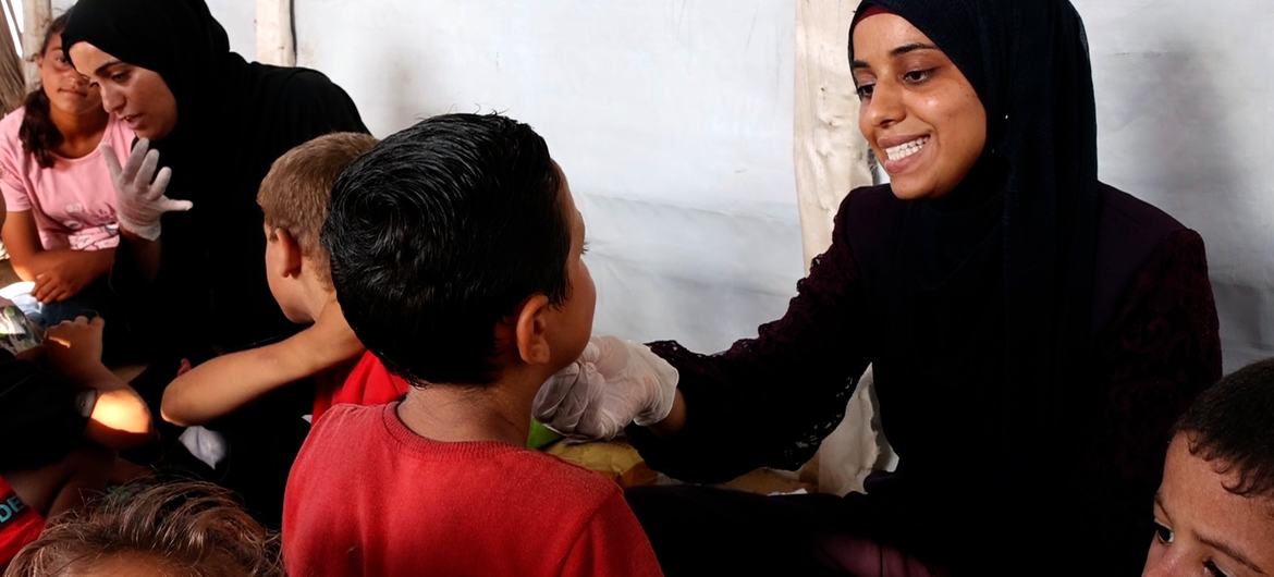 Amina Al-Dahdouh treats dozens of Palestinian children who suffer from speech problems.