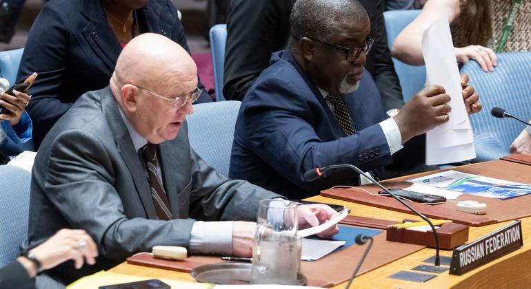 Ambassador Vassily Nebenzia of the Russian Federation addresses the UN Security Council meeting on the situation in the Middle East, including the Palestinian question.